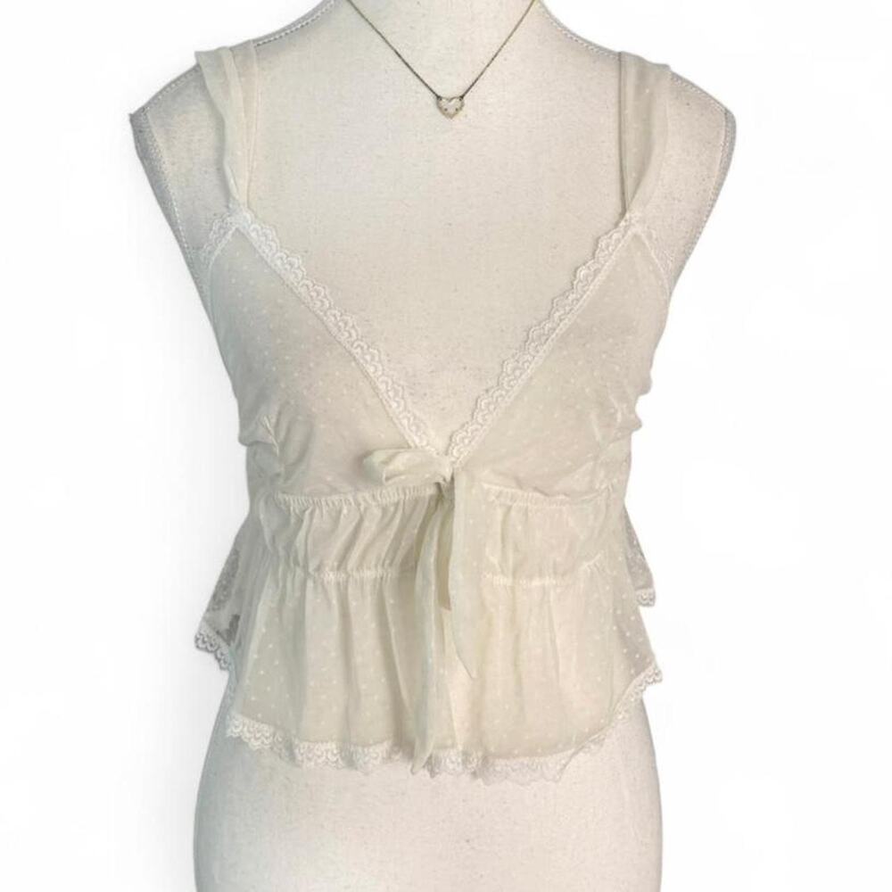 Adore Me white lace cami top with bow detail size xl